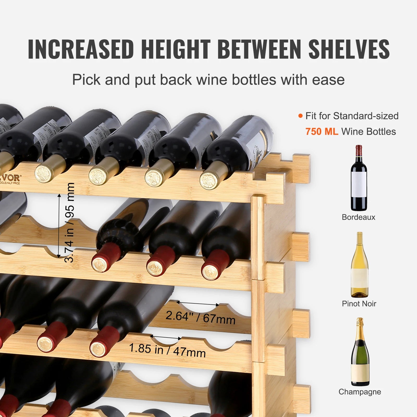 Free Standing Wine Storage Rack, Bamboo
