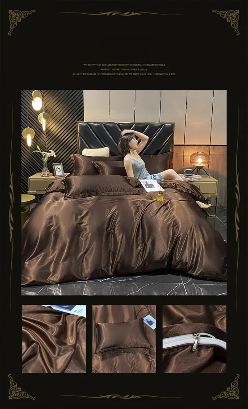 Satin Bedding Set, Duvet Cover, Sheets, Pillowcases