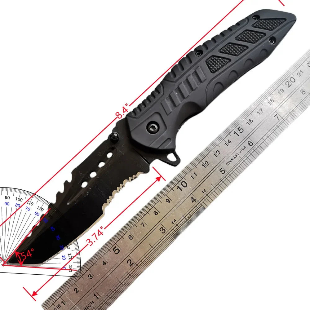 Stainless Steel Knife Set: Fixed & Folding Blades, Sheath