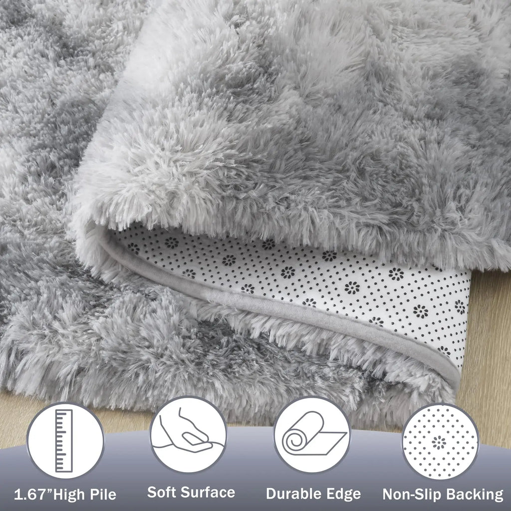 Oval Fluffy Plush Bedside Rugs, Moisture-Proof