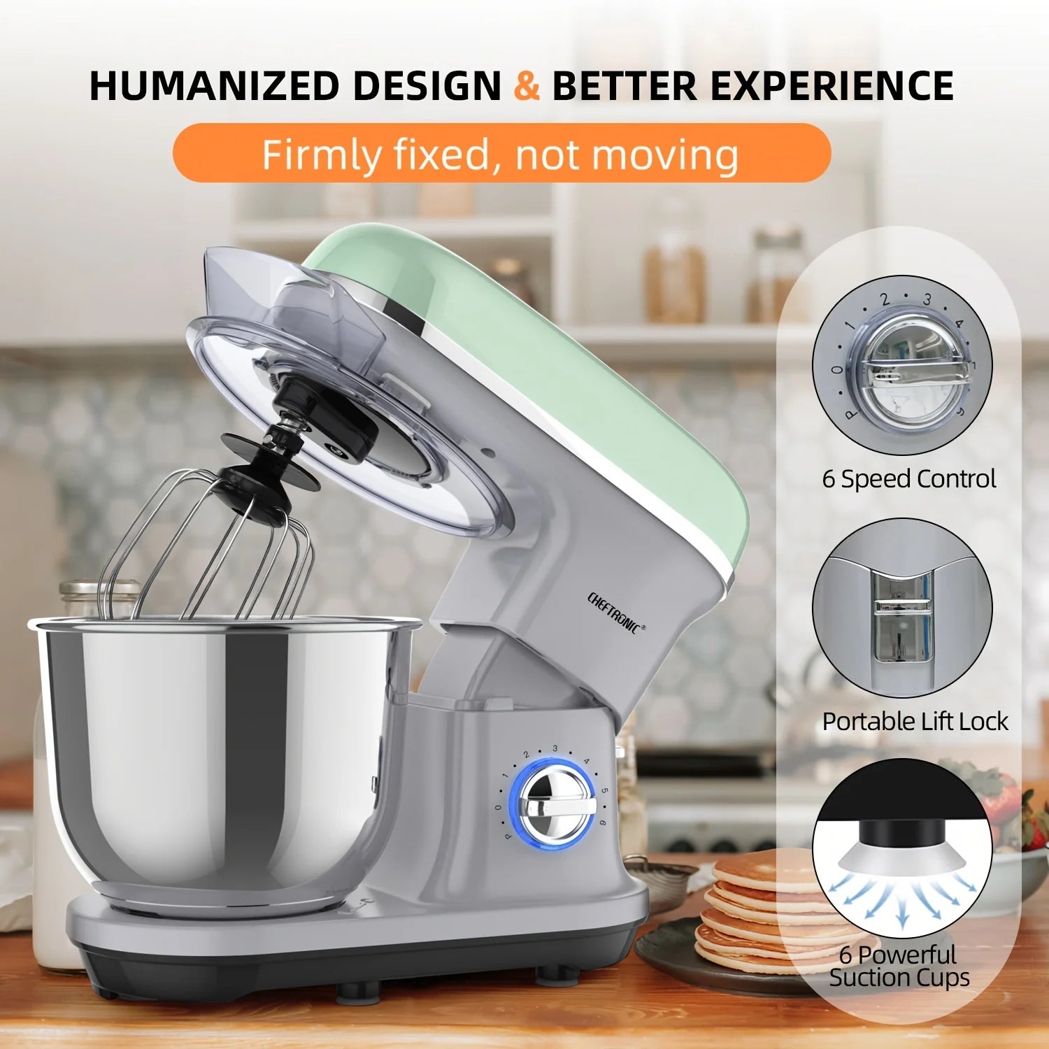 Stand Mixer, 5.5QT, 500W 6+P Speed