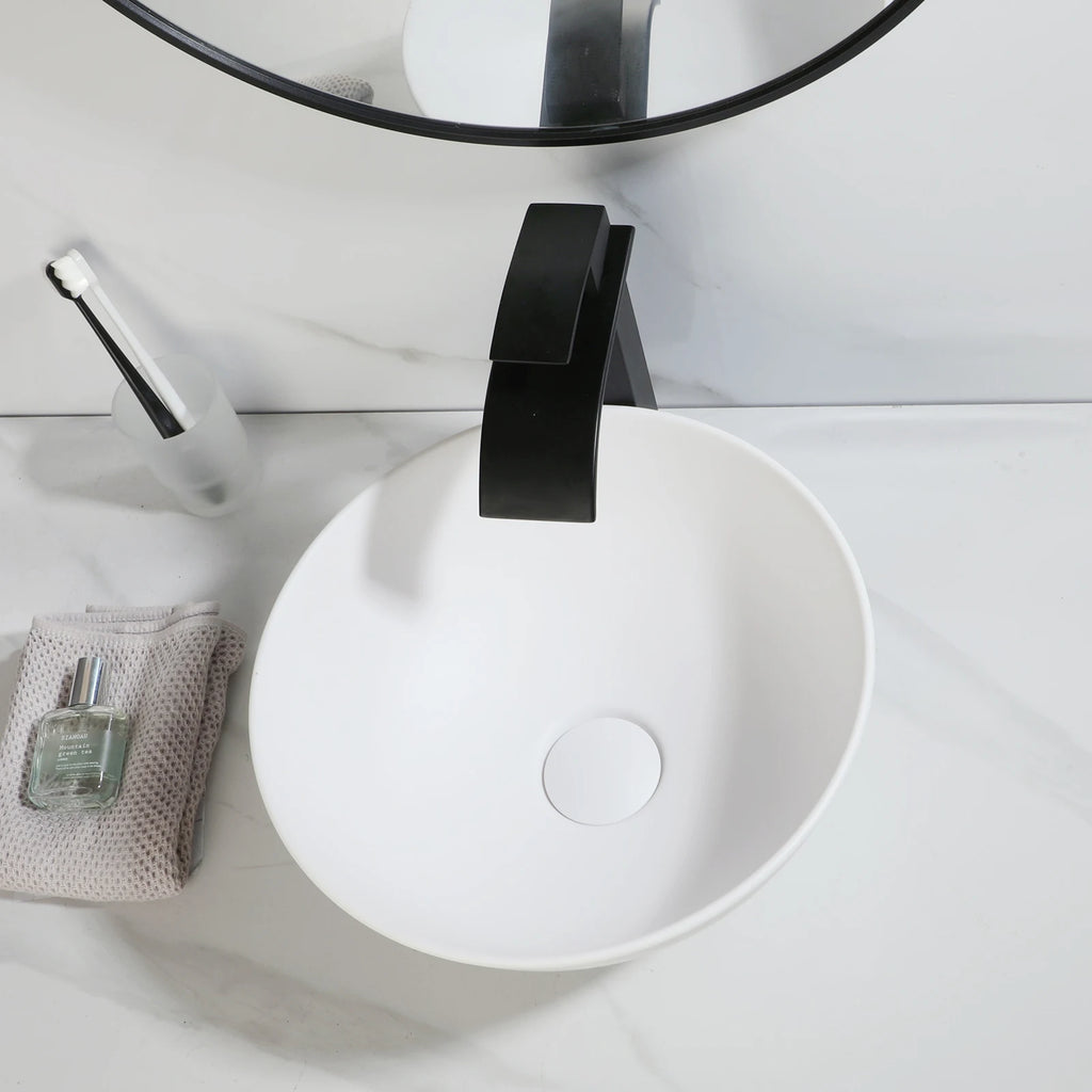 Blue Vessel Sink Deck Mounted, One Handle Faucet, Drain Set