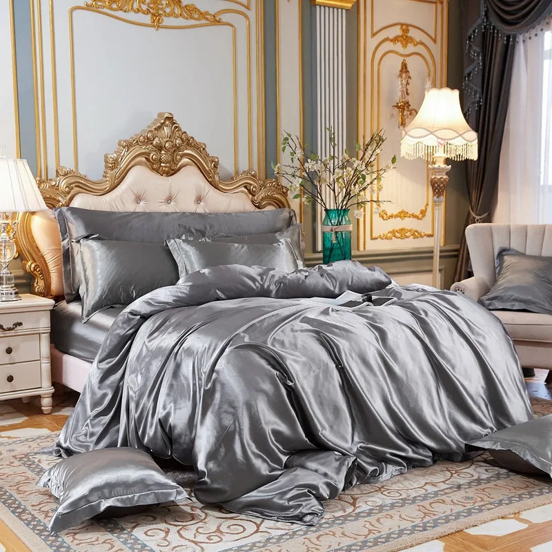 Satin Bedding Set, Duvet Cover, Bed Sheet, Pillowcase,