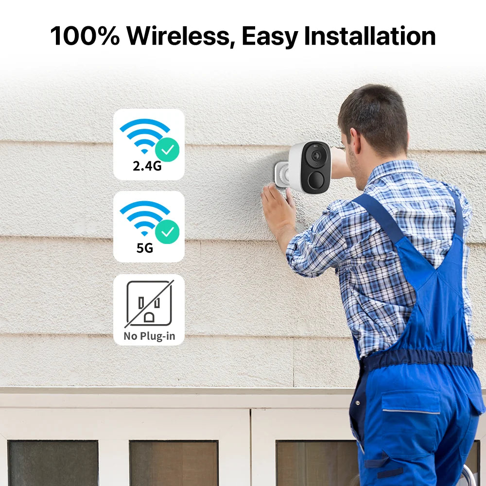 Wireless Solar-Powered Security Camera, PIR Motion Alarm