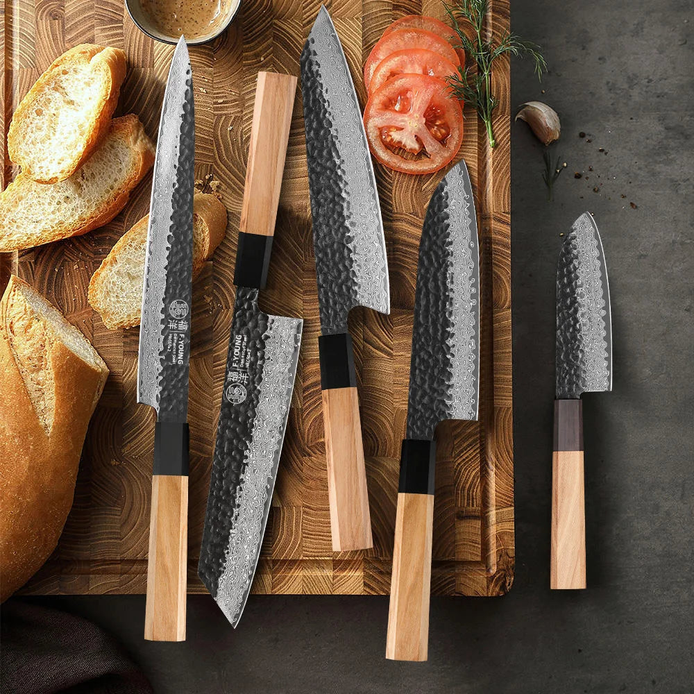 Damascus Steel Kitchen Knives, Japanese Hand Forged