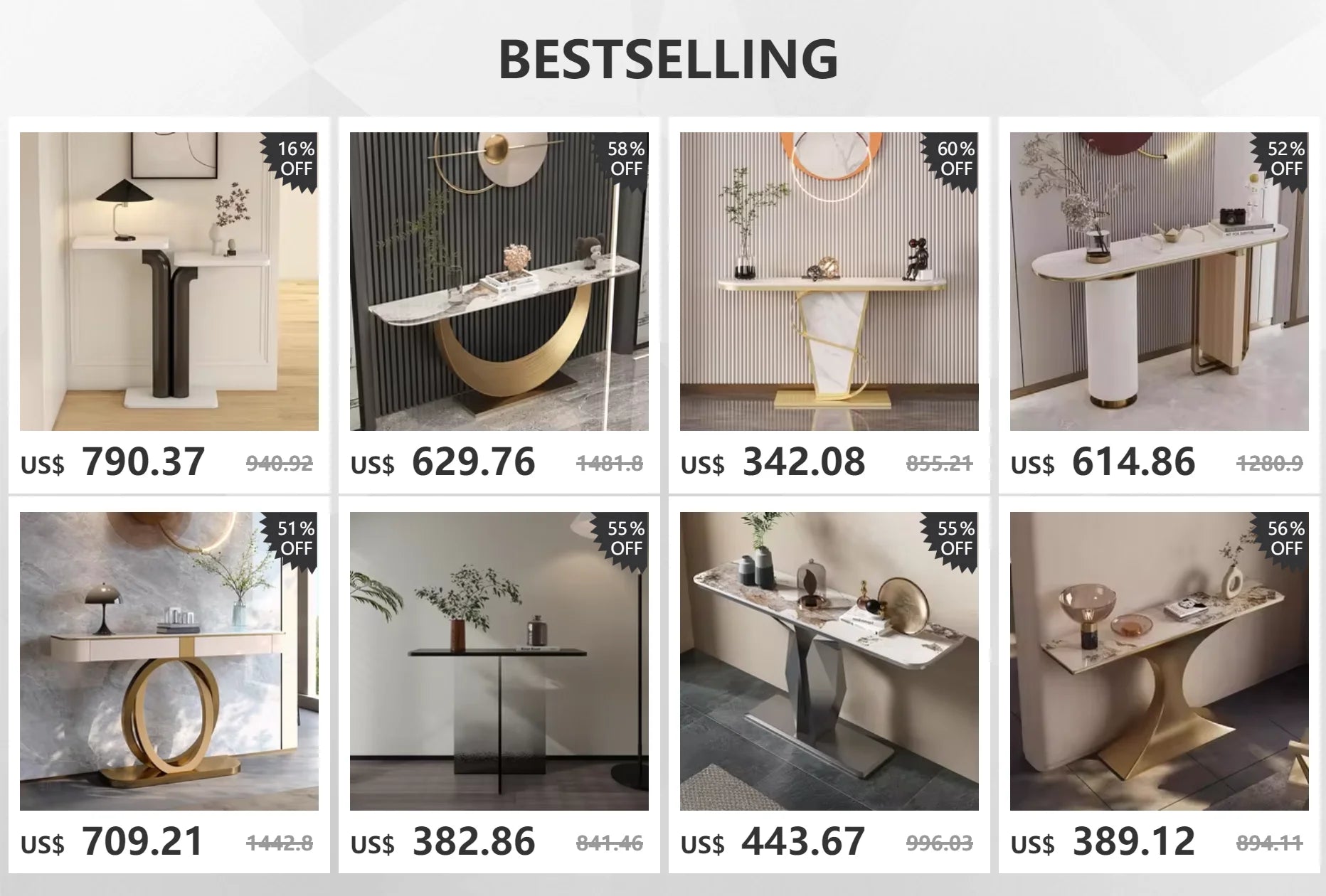 Hallway Lobby Marble Console Table