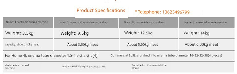 Stainless Steel Sausage Stuffer, Manual, Commercial Electric Automatic