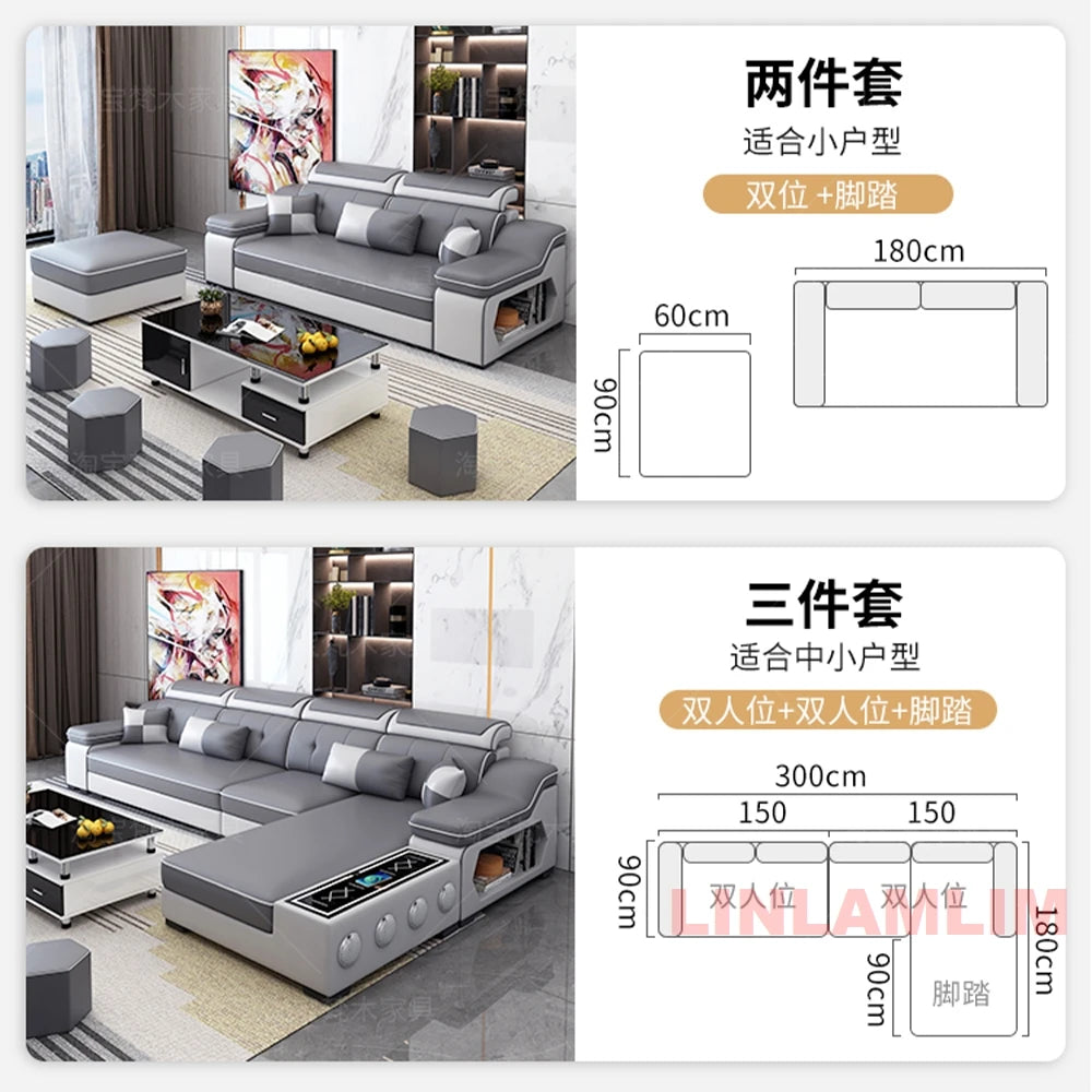 Sectional Sofa, Bluetooth Speakers, USB Charging Ports