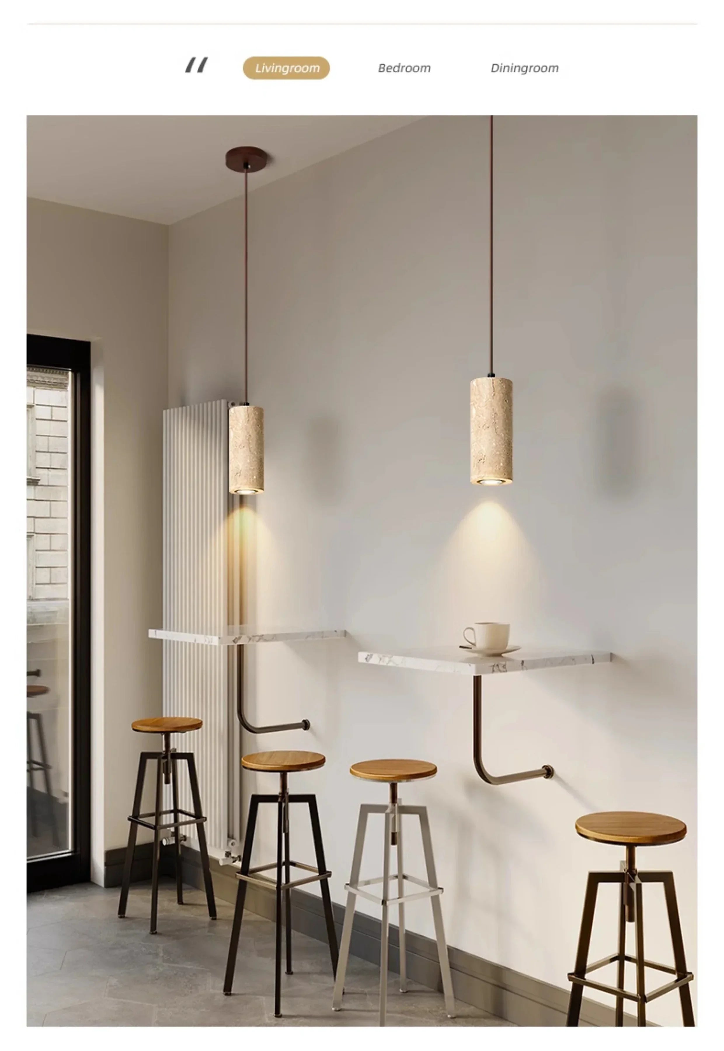 Yellow Travertine pendant lights living room, bar, Bedroom