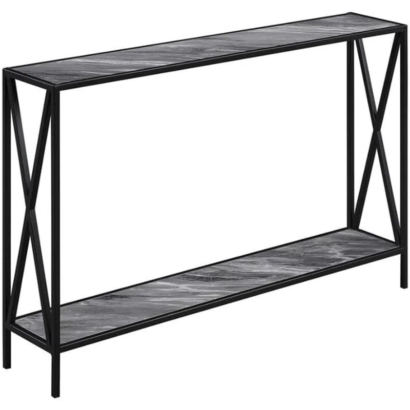 Modern Console Table in Faux Gray Marble Wood Finish