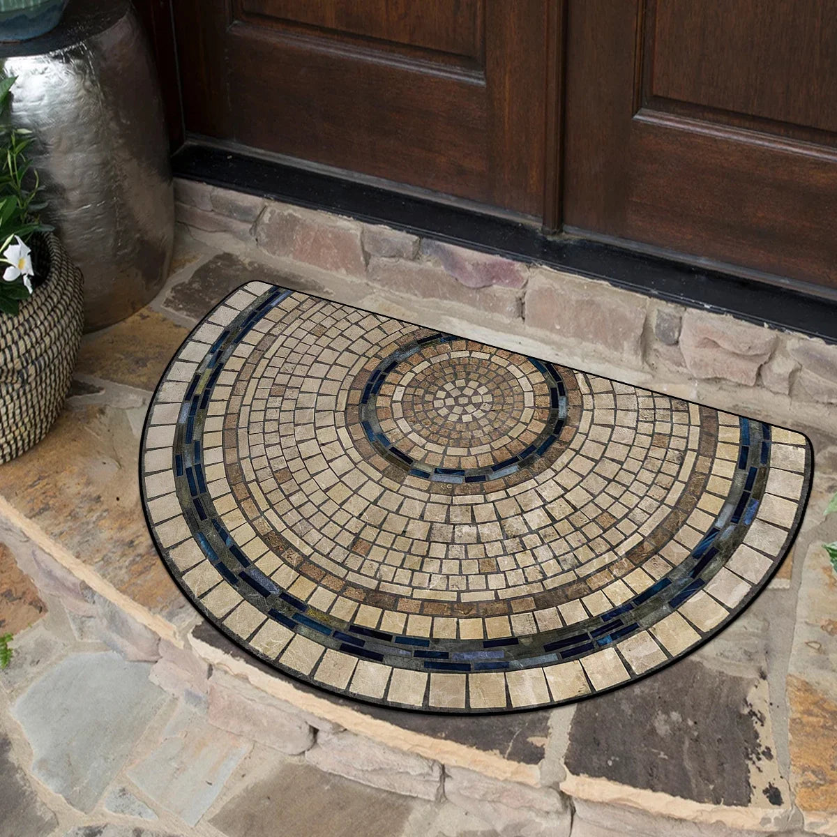 Entrance Doormat House, Outdoor, Semi-circular, Floral Style