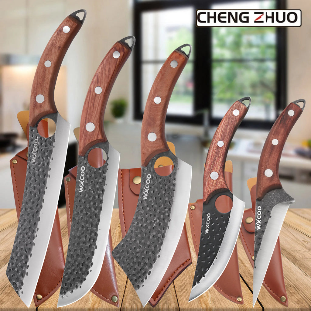 Handmade Forged Kitchen Knives 1-5 Pcs Set