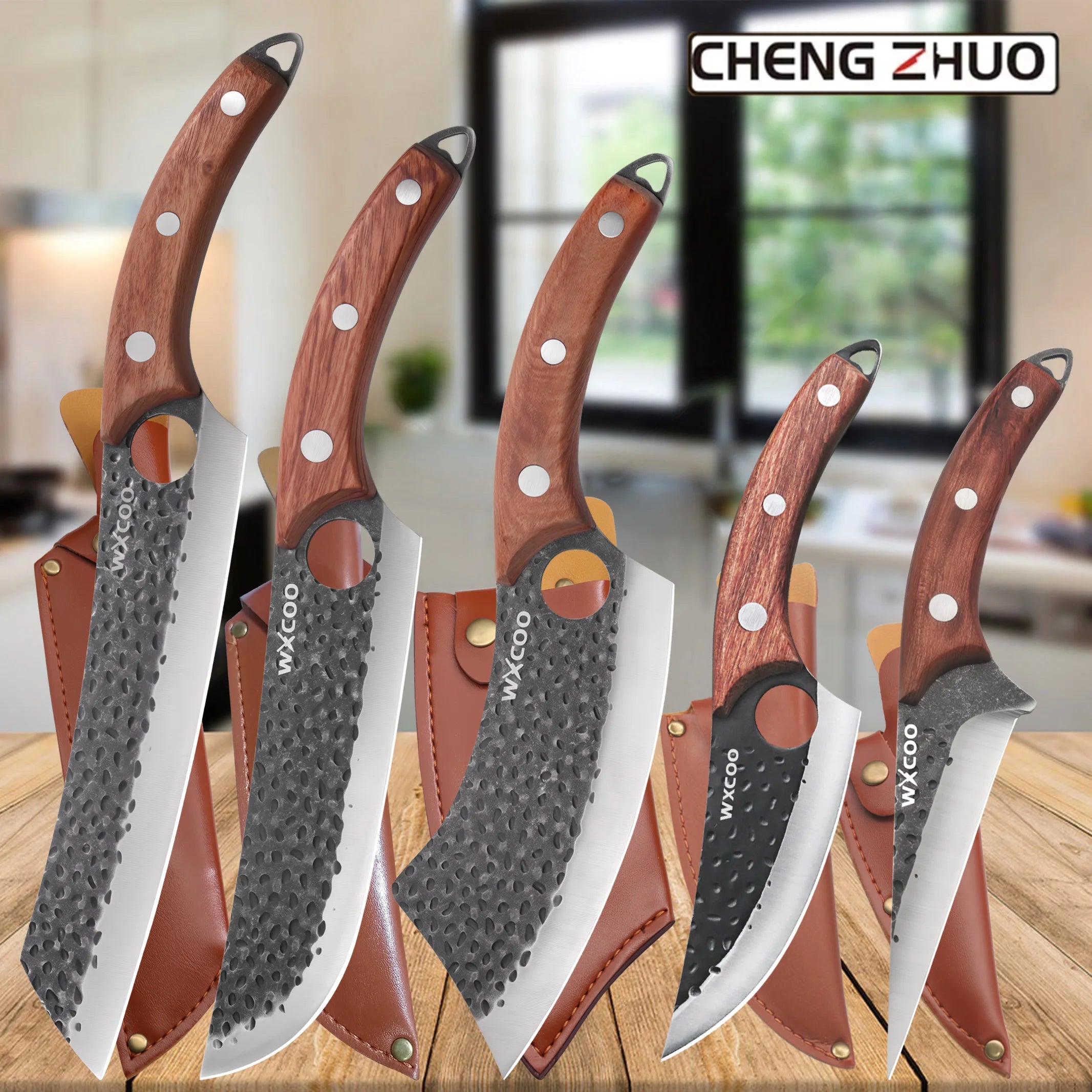 Handmade Forged Kitchen Knives 1-5 Pcs Set