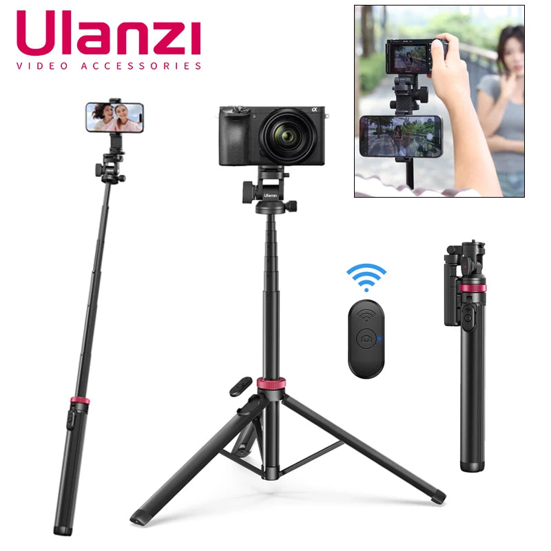 Camera Tripod, Bluetooth Remote, Double Cold Shoe Gimbal
