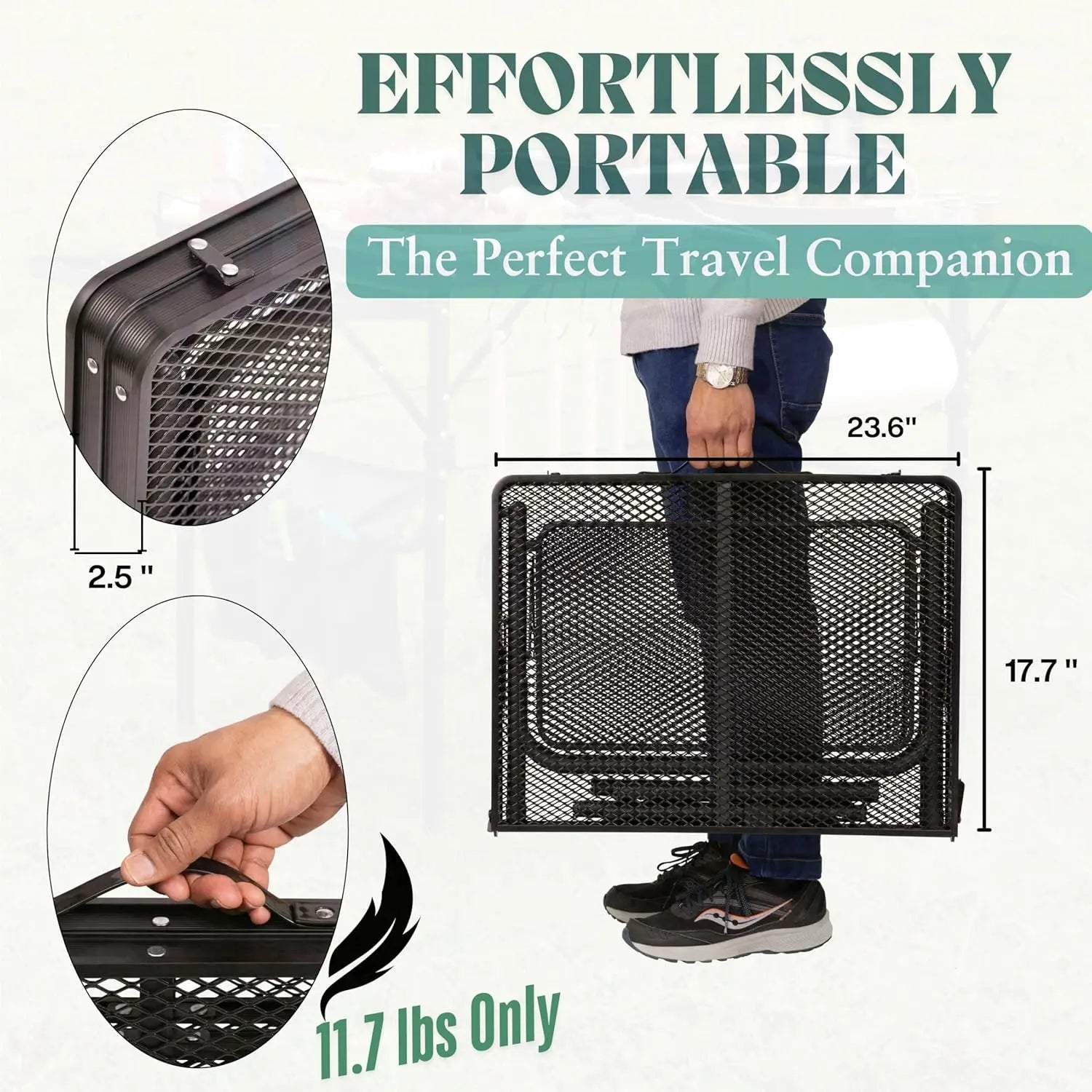 Folding Table w/ Carry Bag, Paper Towel Holder, Garbage Holder, Wing Panels, 3x2 FT Foldable Table for Portable Grill, Picnic