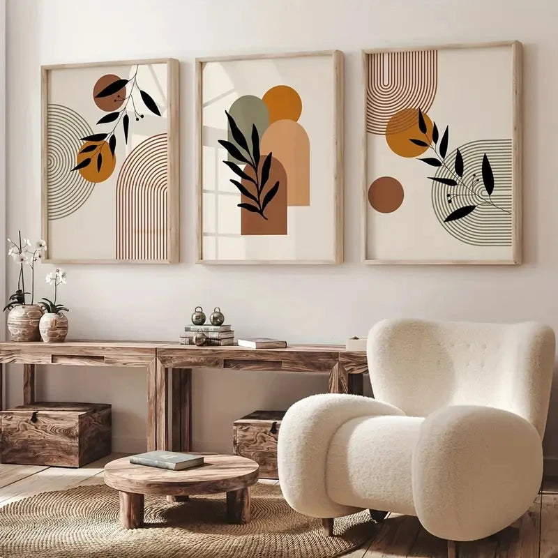 3pcs/Set Bohemian-style Plant Geometric Abstract Posters