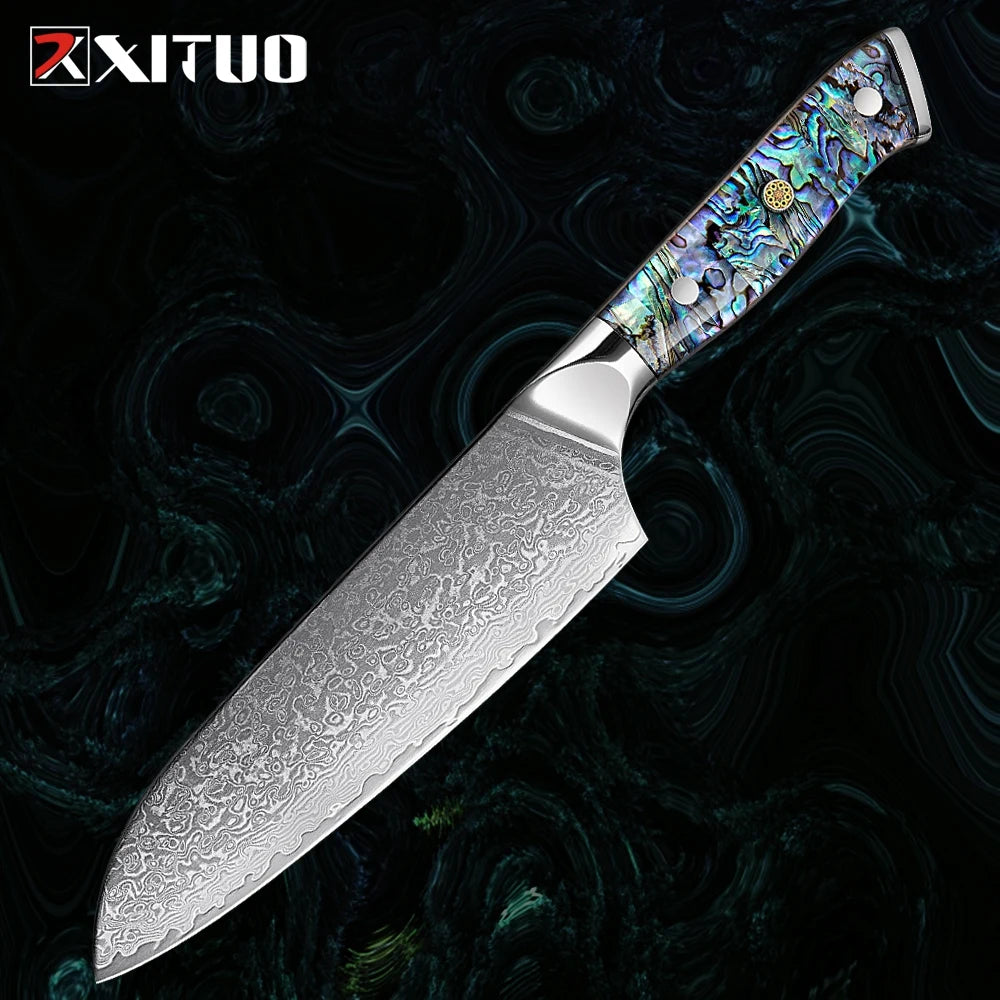 1-9 Pc. Damascus Steel Kitchen Knives Set Abalone Handle