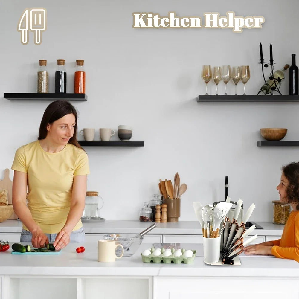 Heat Resistant Silicone Knives, Soup Spoon, Scissors, Peeler