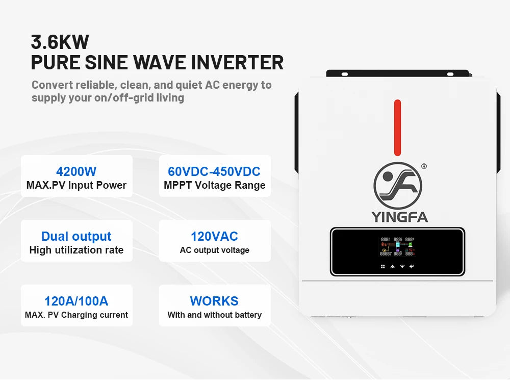 Solar Power Pure Sine Wave Inverter 3.6kW 24V 110V