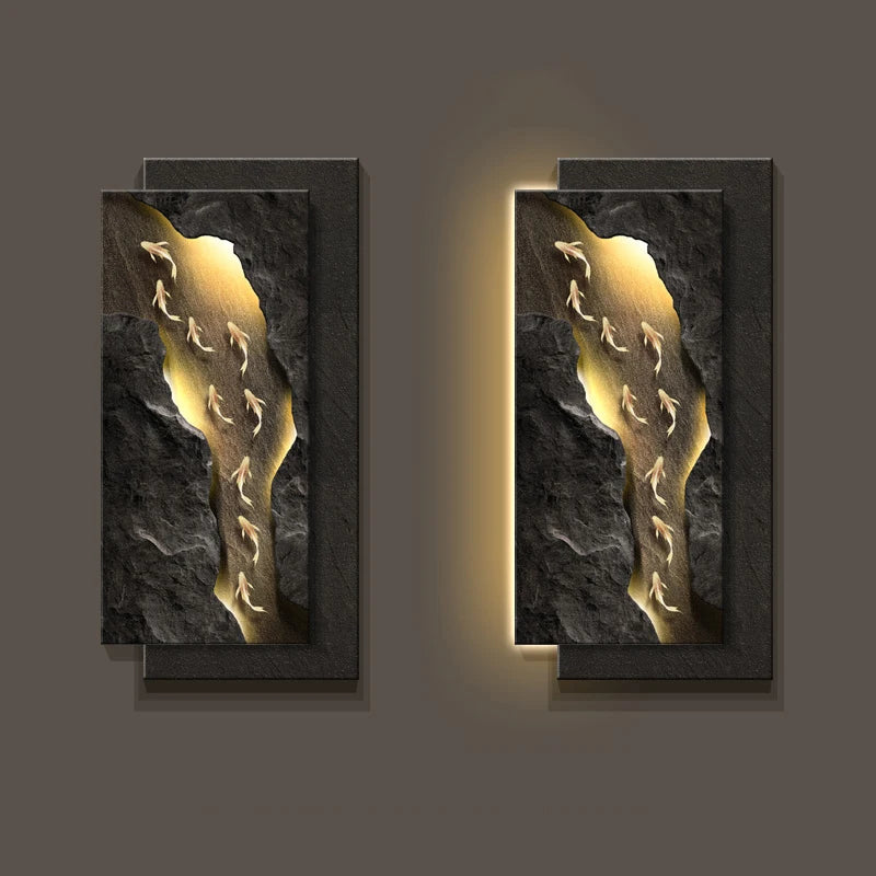 Led, Koi Fish Hanging Art Wall Lamps