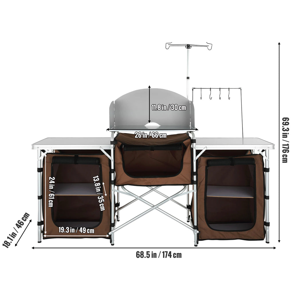 Outdoor Kitchen Table Foldable Cooking, Aluminum Alloy Frame