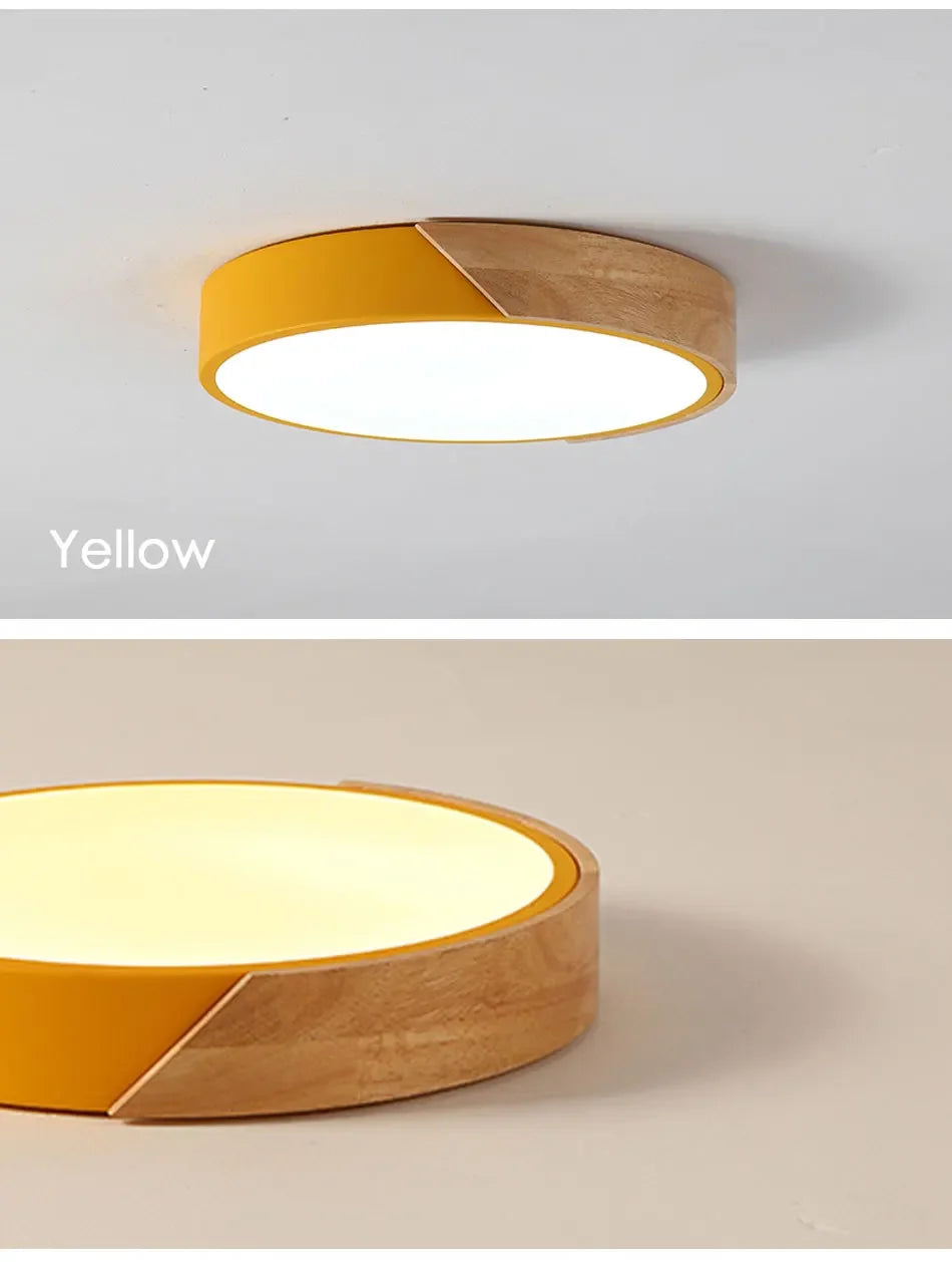 LED Ceiling Light, Wood Plus Multicolors