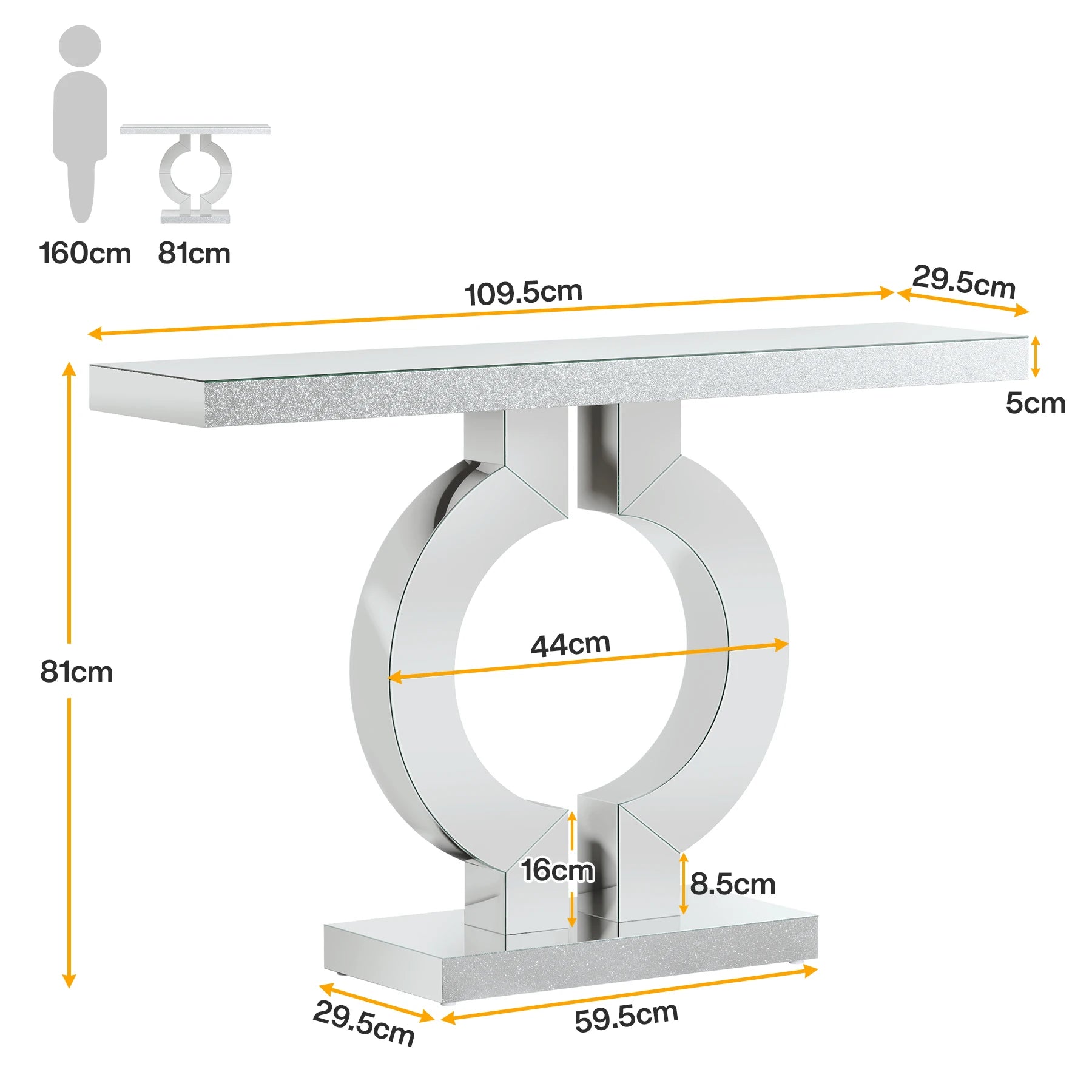 43.3" Table with Thickened Mirror Finish Tabletop