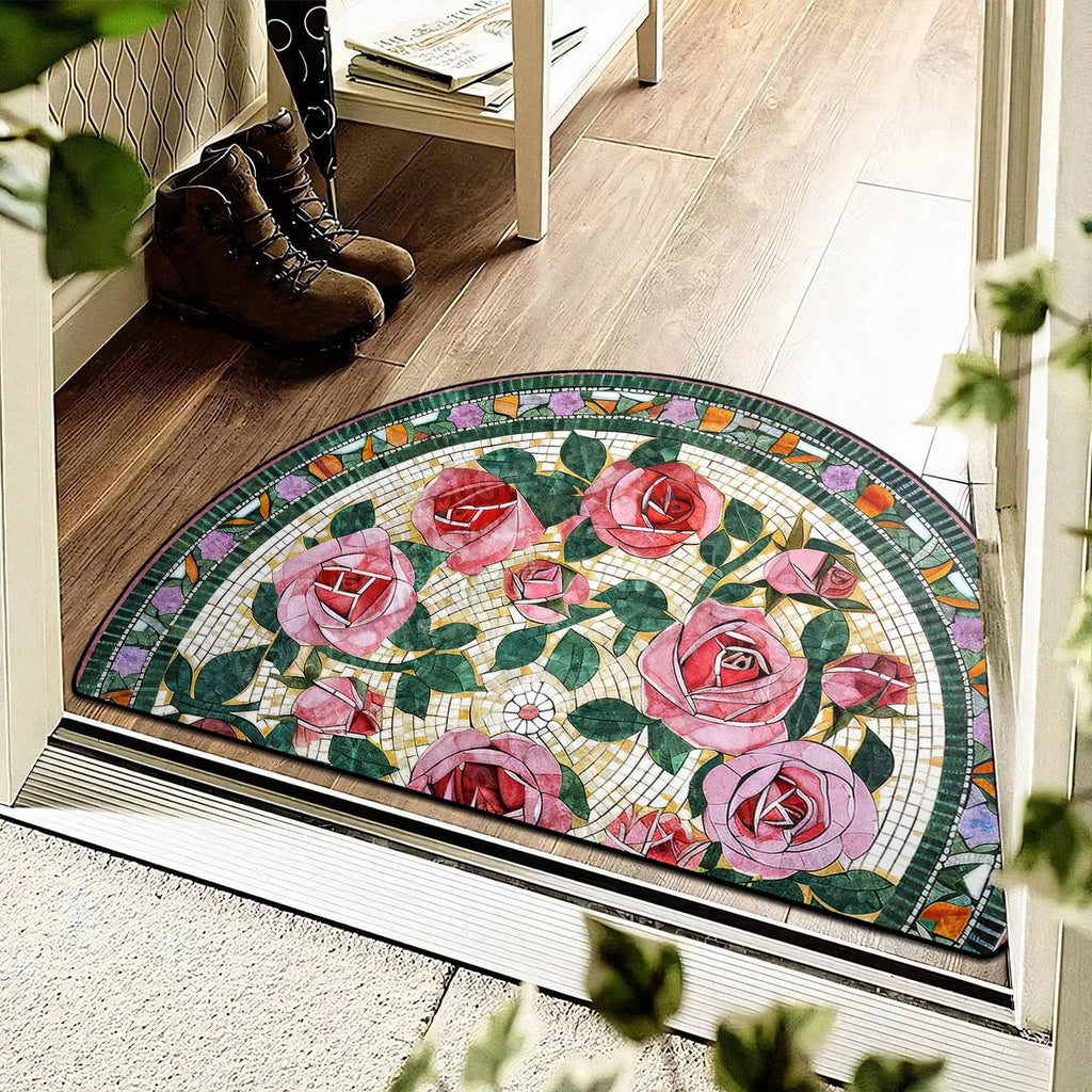 Entrance Doormat House, Outdoor, Semi-circular, Floral Style
