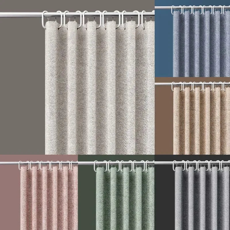 Waterproof Imitation Linen Shower Curtain, 6 Colors