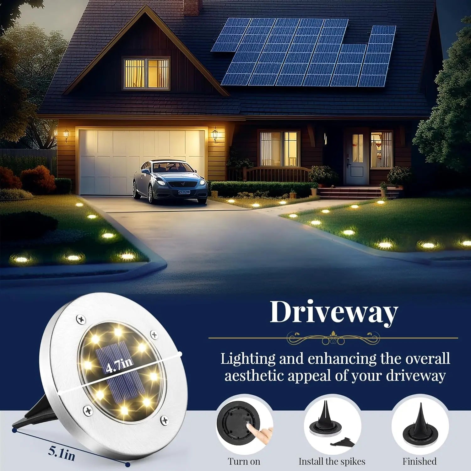 4/8pcs 8ts LED Solar Landscape Lighting