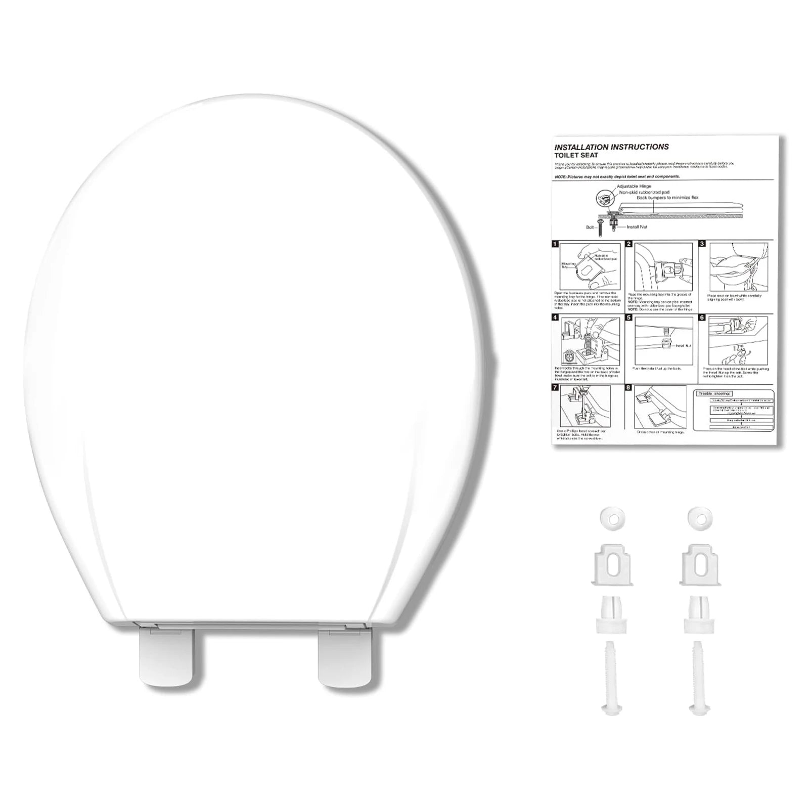 Elongated Toilet Seat, Quick Release-Attach, Soft Close