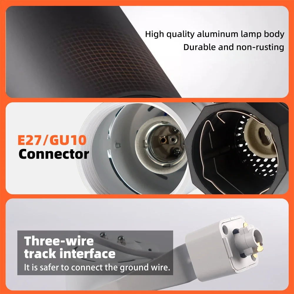 Led, Incandescent Track Light 5-10W, White, Black