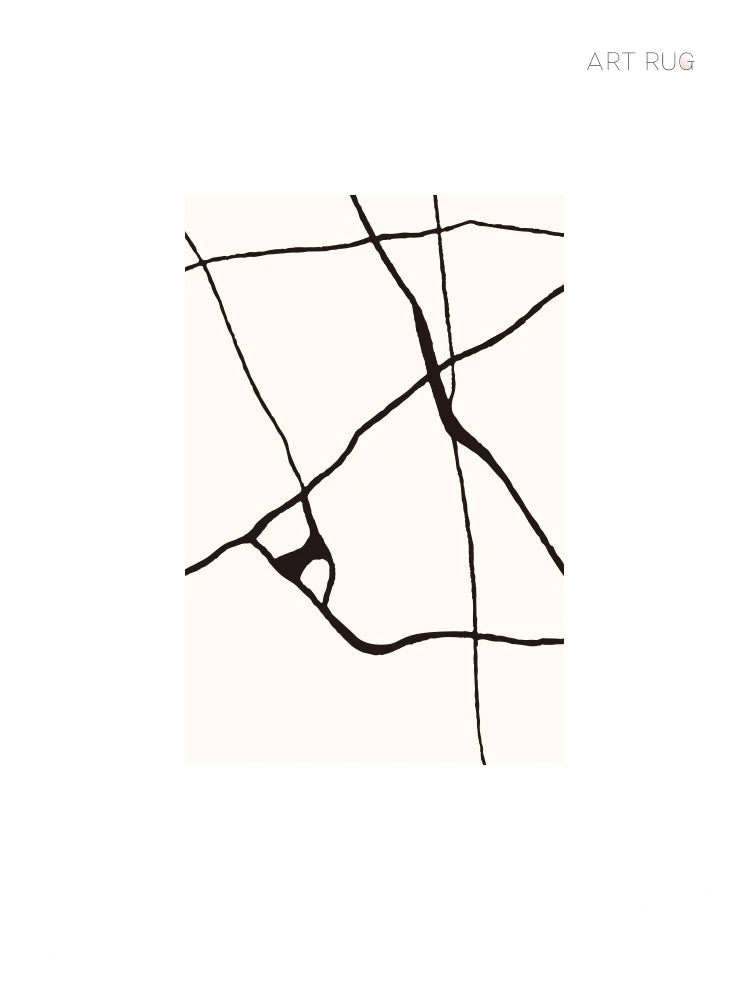 Fluffy, Soft, Plush Rugs, Black, White Lines, Washable