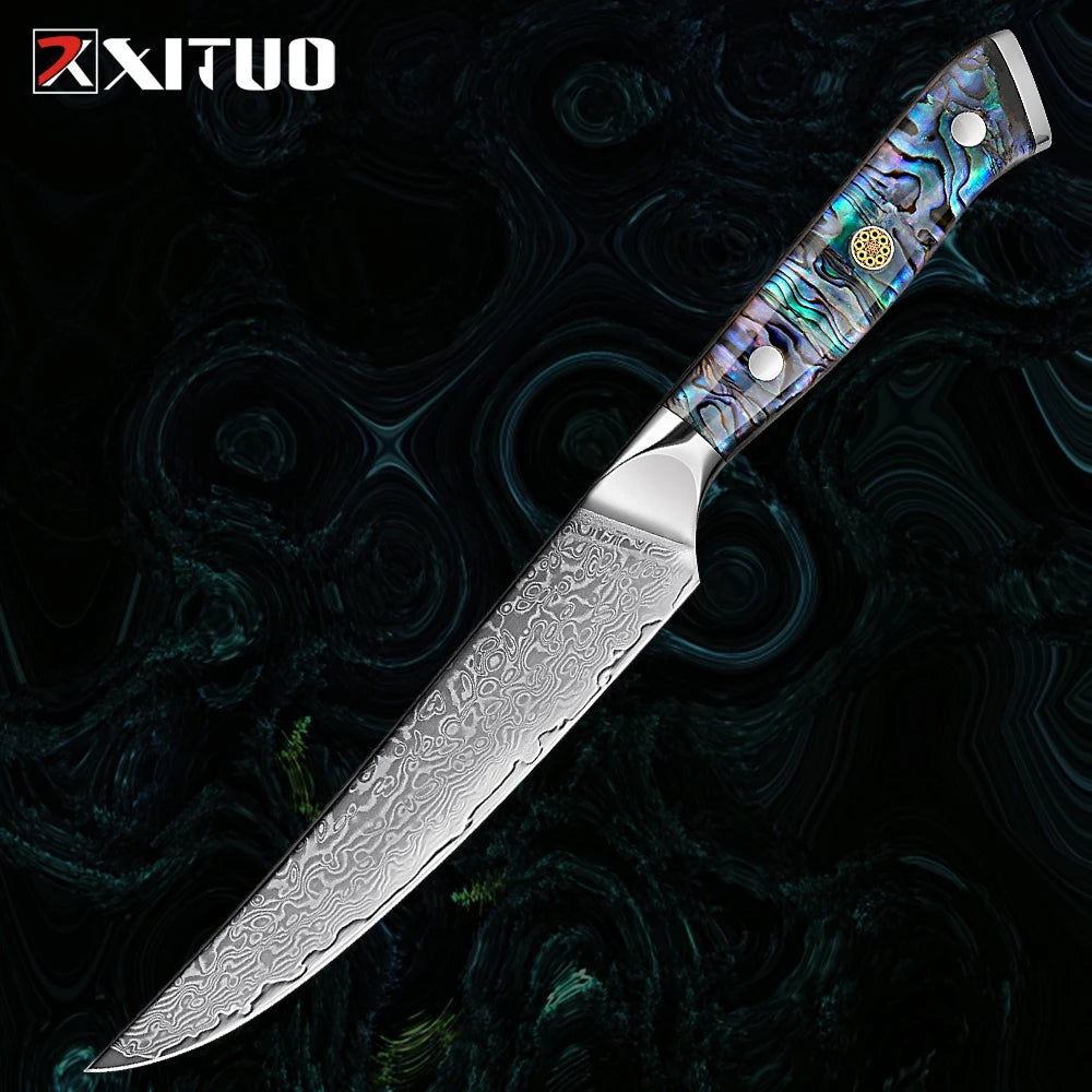 1-9 Pc. Damascus Steel Kitchen Knives Set Abalone Handle