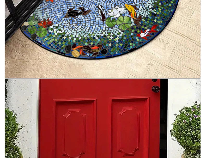 Entrance Doormat House, Outdoor, Semi-circular, Floral Style