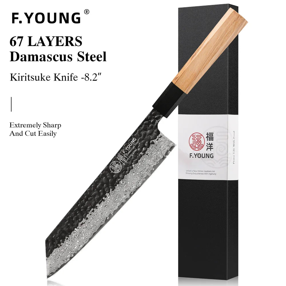 Damascus Steel Kitchen Knives, Japanese Hand Forged