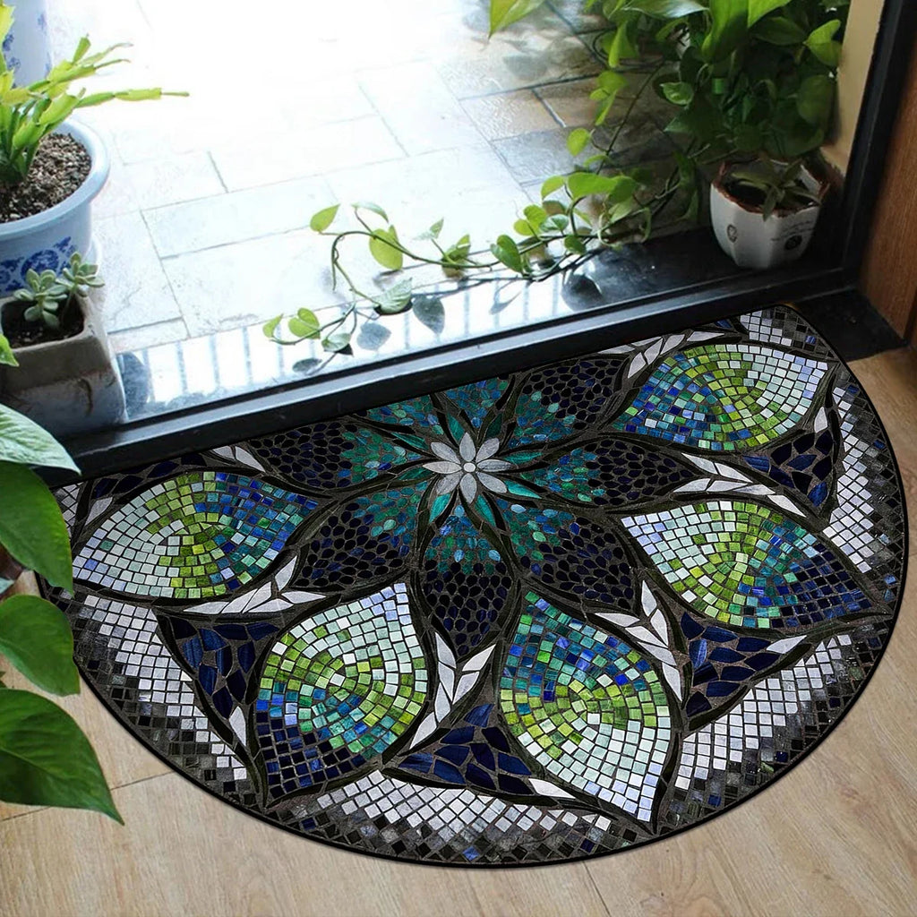 Entrance Doormat House, Outdoor, Semi-circular, Floral Style