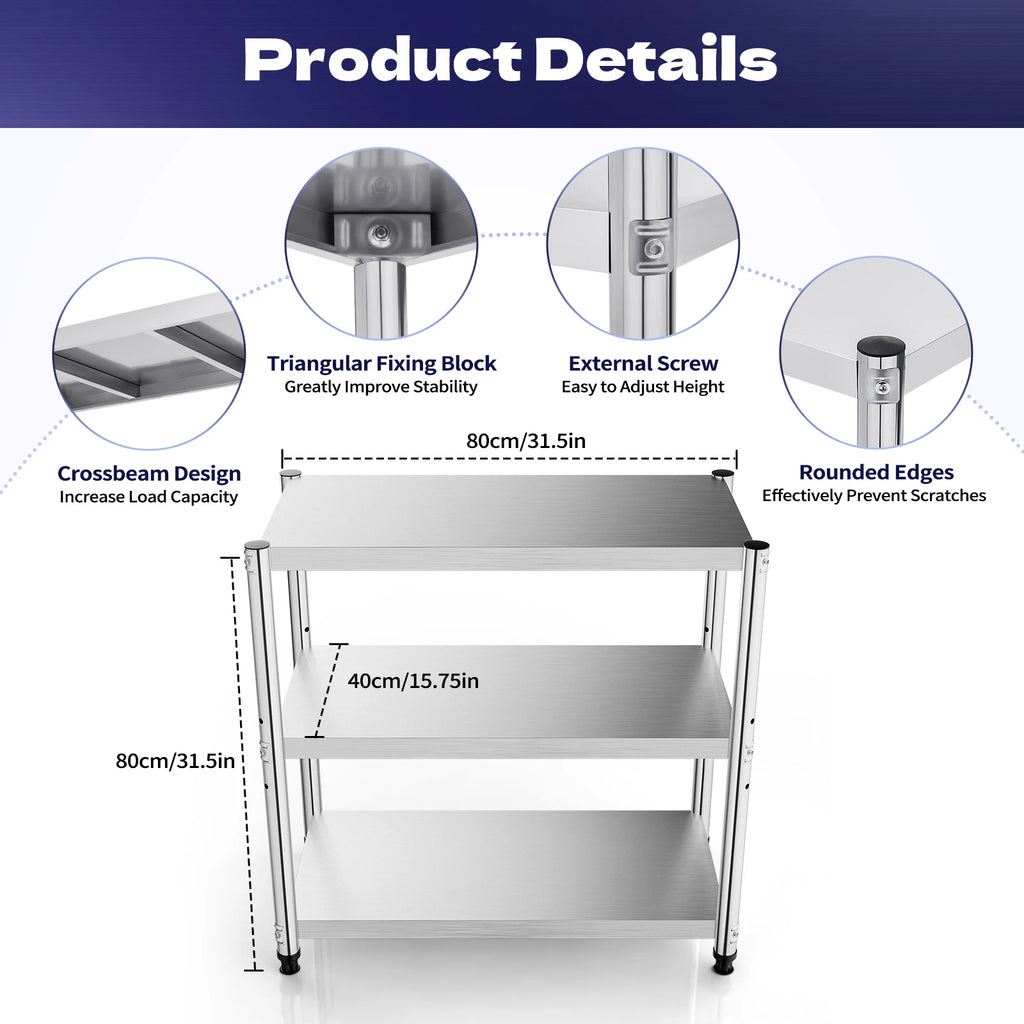Stainless Steel Storage Rack,3-Tier Multi-functional Shelf