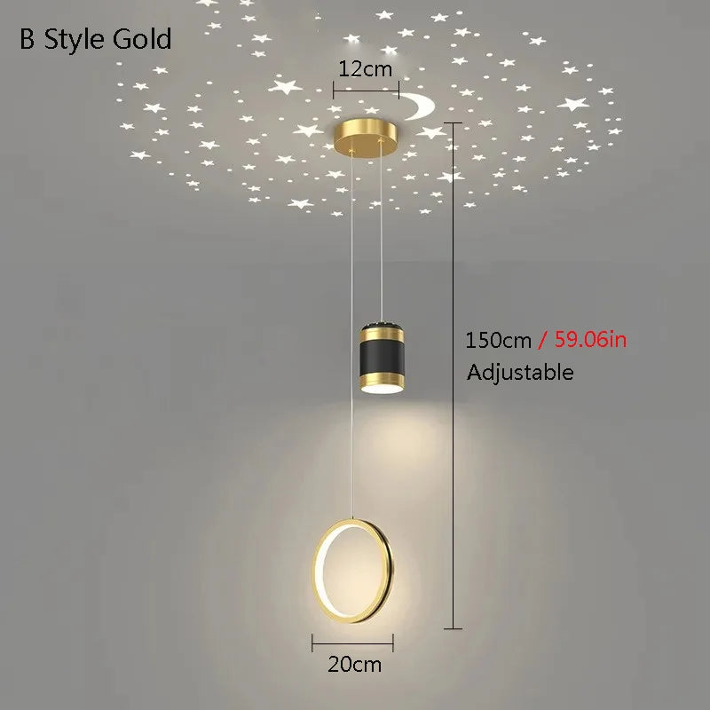 Starry Sky Projection Style Circular Led Pendant Light