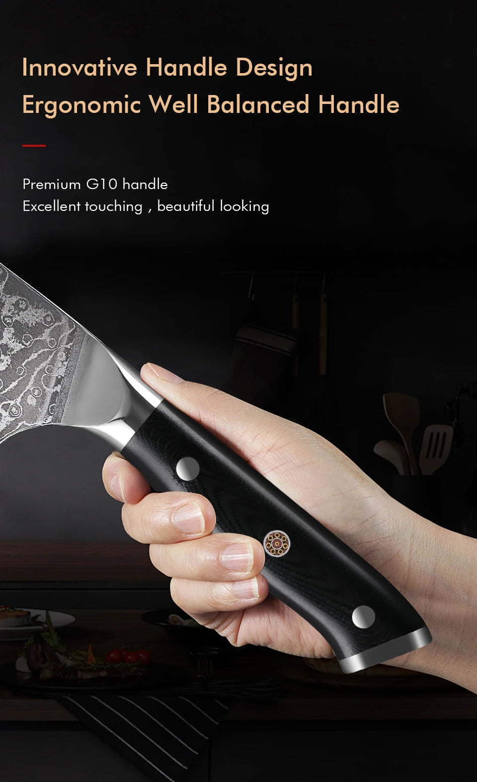 7" Bone Chopper Knife 67 Layers Japanese Damascus Steel