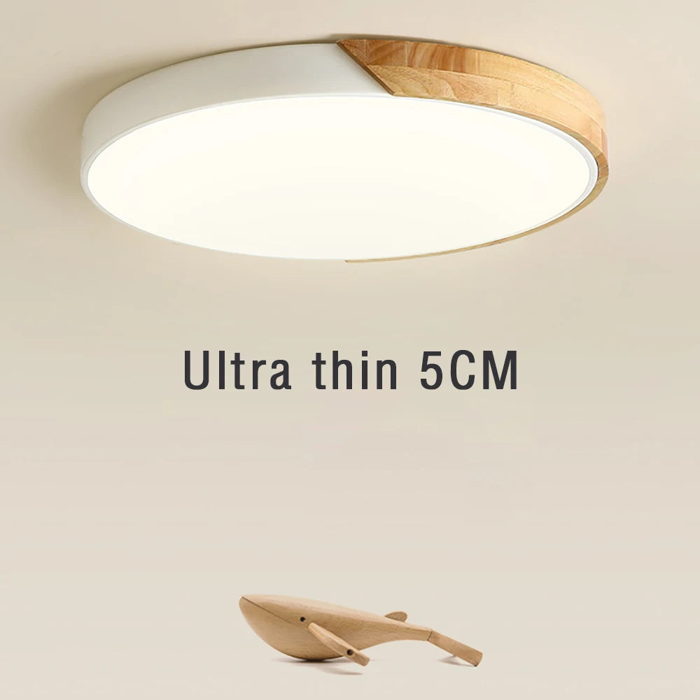 Wooden, Round, Square LED Ceiling Light, Dimmable