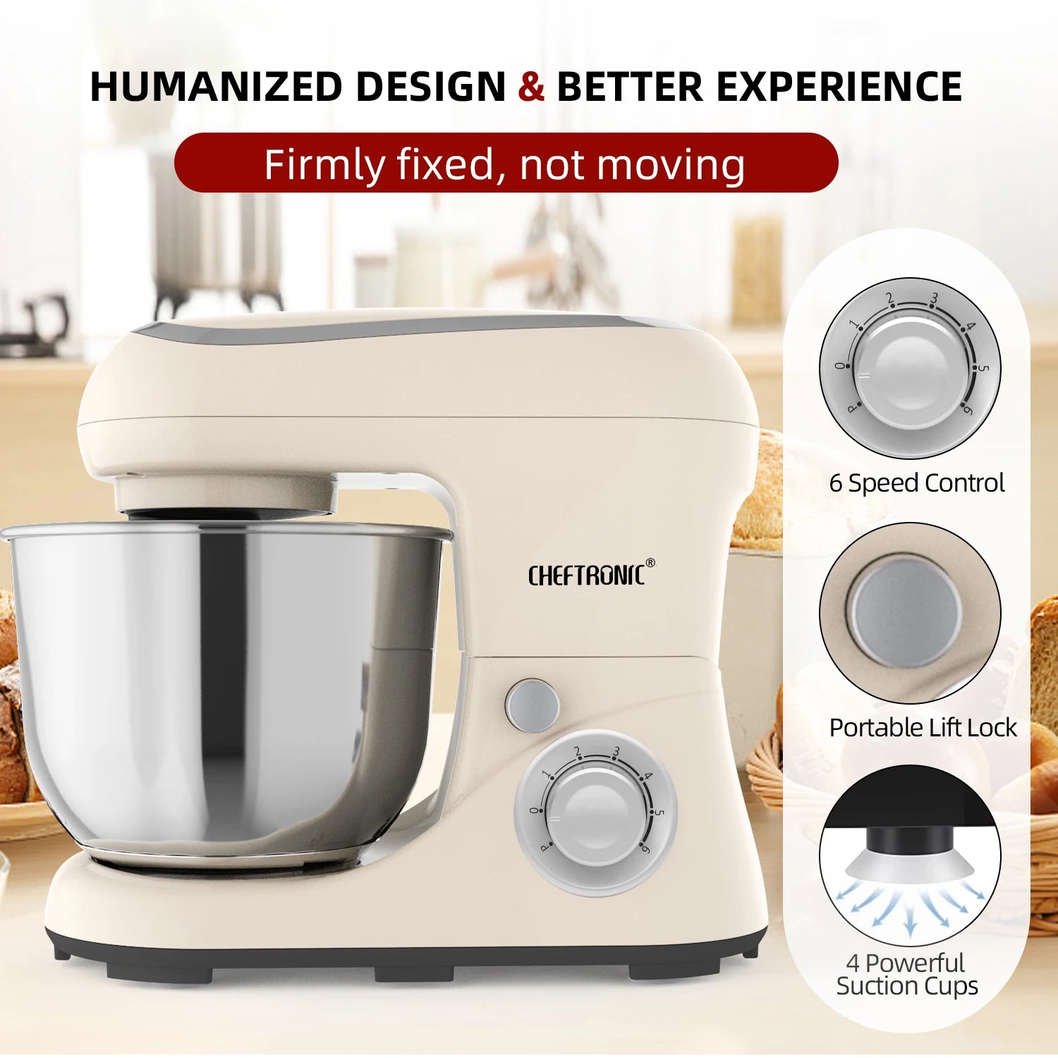 5Qt Stand Mixer, 6+P Speed, Food, Butter Beater