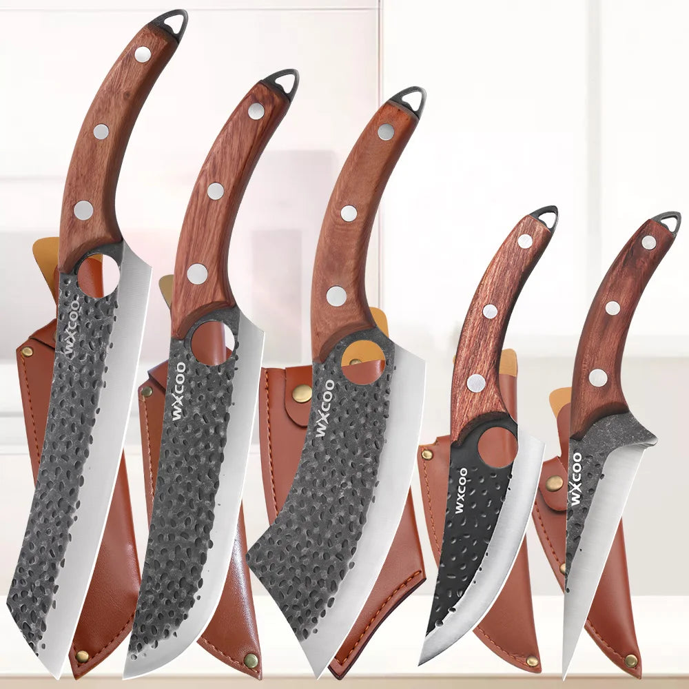 Handmade Forged Kitchen Knives 1-5 Pcs Set
