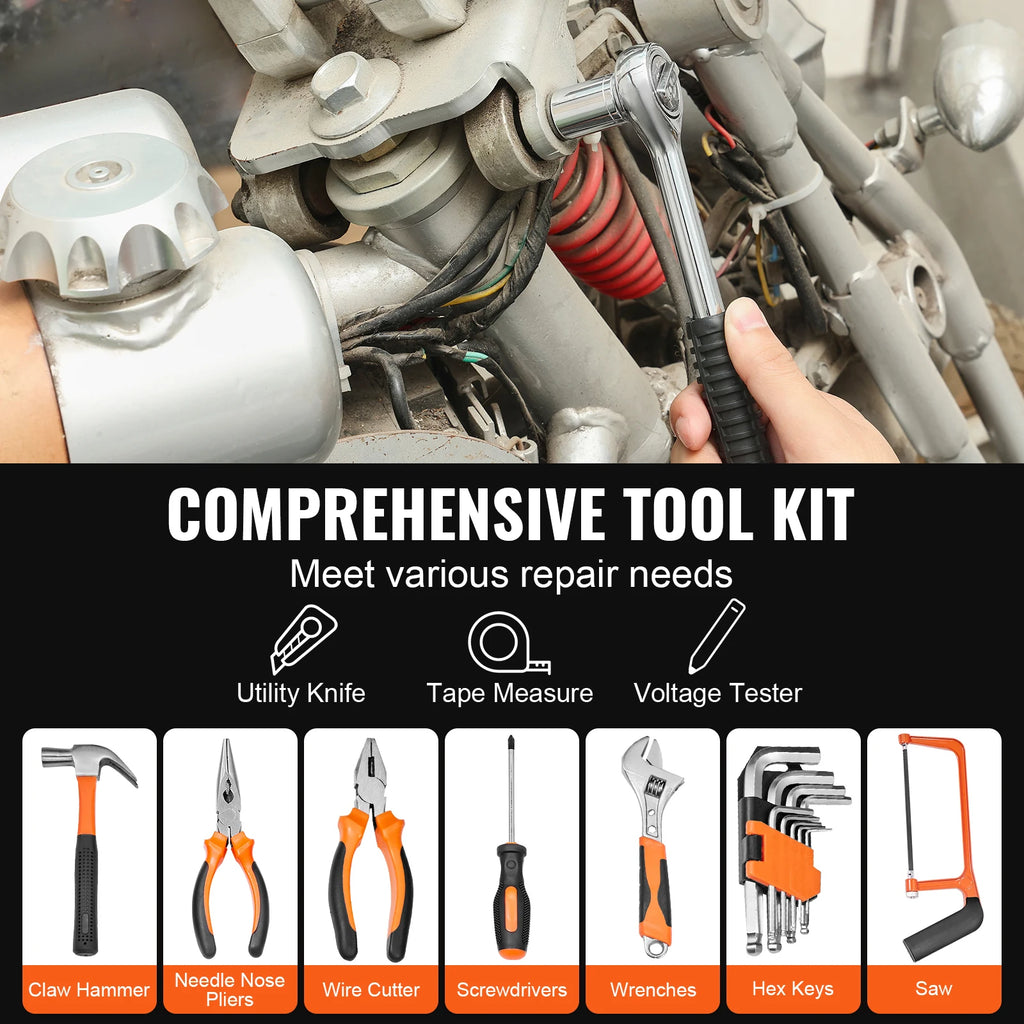 SucceBuy Tool Kit Home Repairing Tool Kit with Portable Tool Storage Case Home Maintenance DIY Projects and Automotive Repair