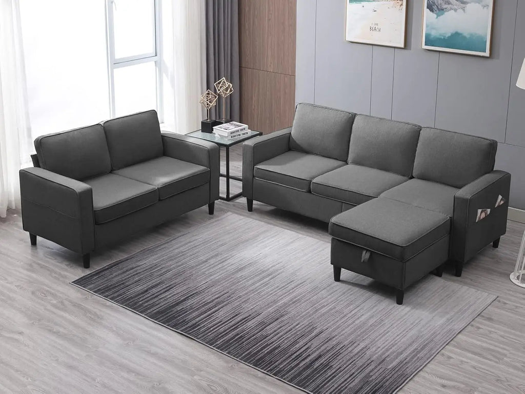 Convertible Sofa Set, 3-Seater with Storage