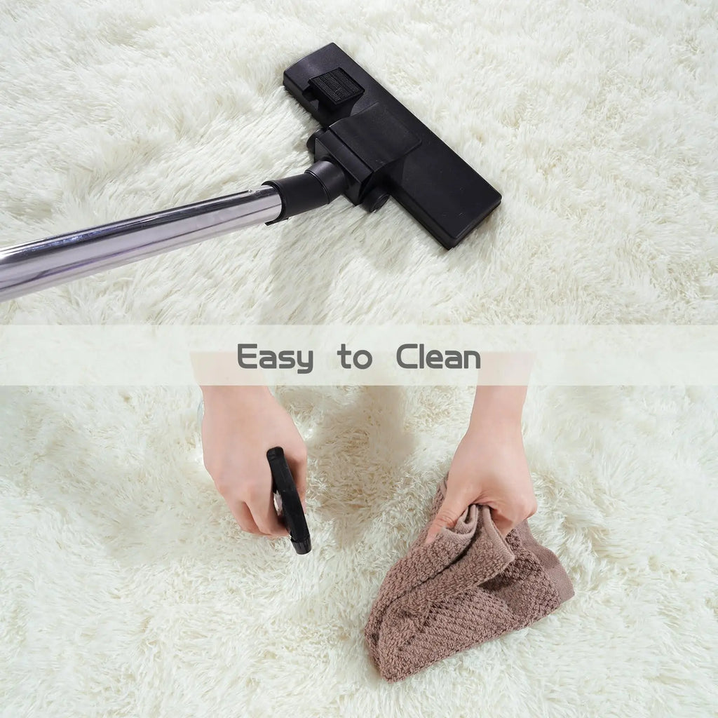 Oval Fluffy Plush Bedside Rugs, Moisture-Proof