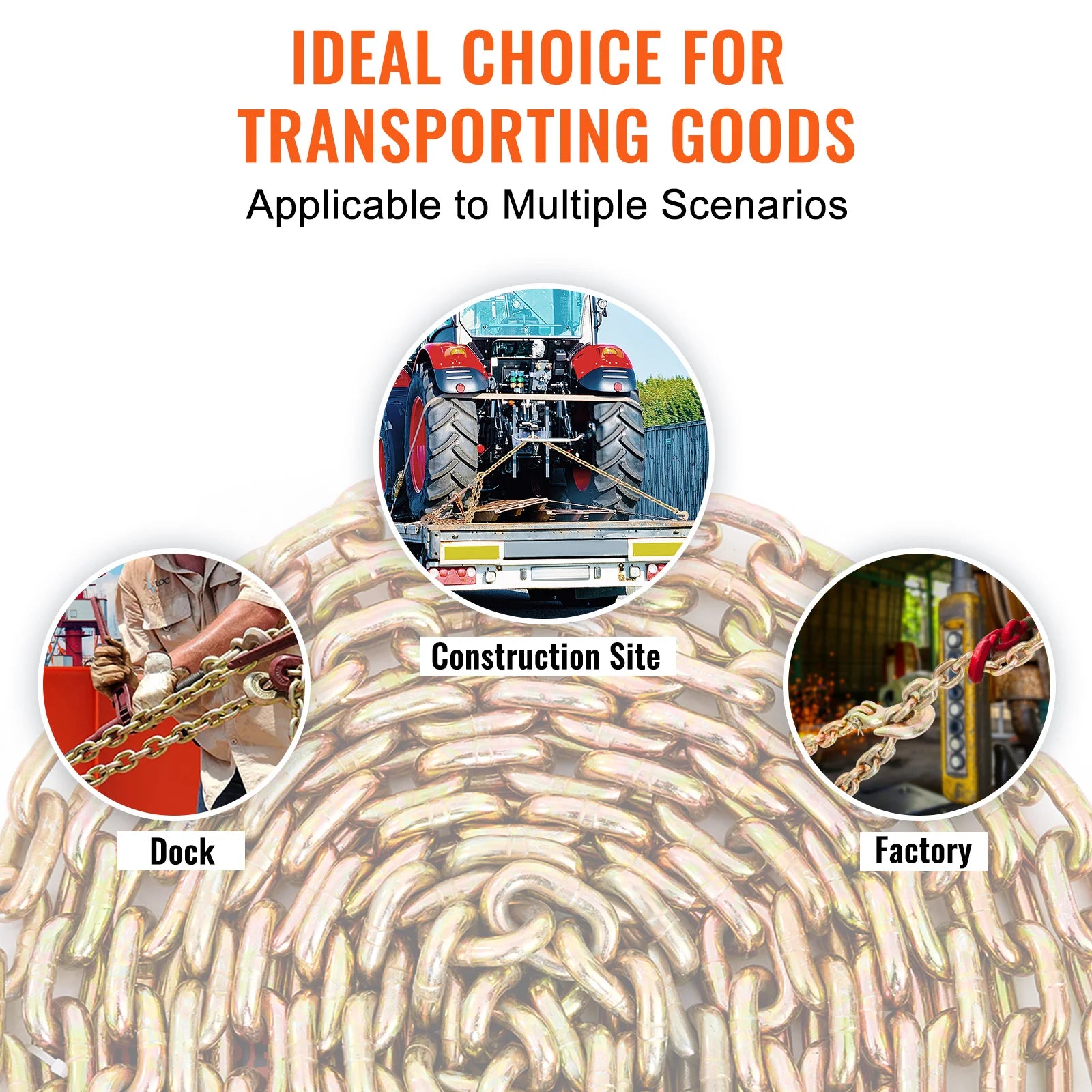 1/2pcs Binder Chain with Safety Grab Hooks, Tie Down