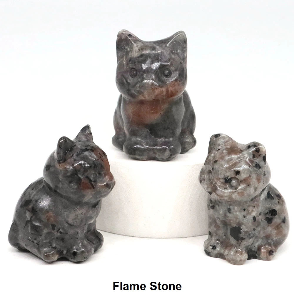 1.2" Mini Hand Carved Animal Kitty Figurine