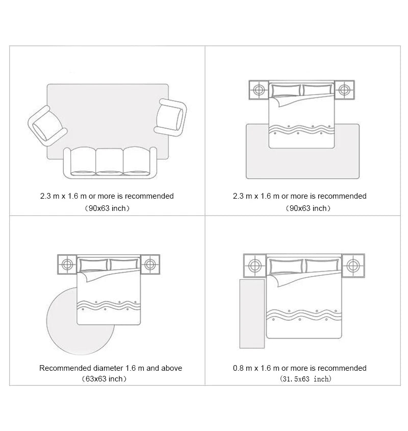 Oval Fluffy Plush Bedside Rugs, Moisture-Proof