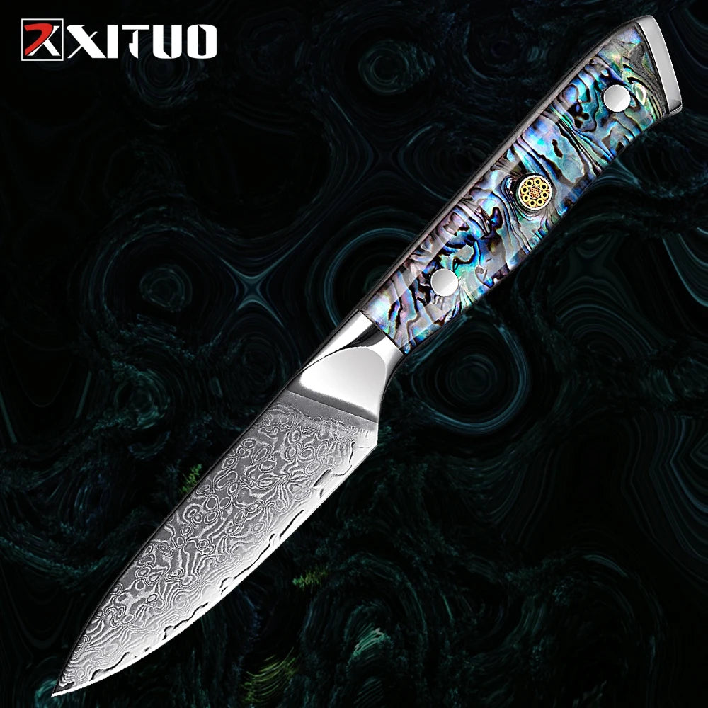 1-9 Pc. Damascus Steel Kitchen Knives Set Abalone Handle